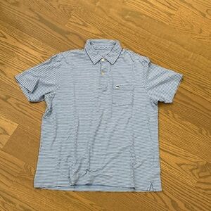 Vineyard Vines Blue and White Striped Polo Shirt